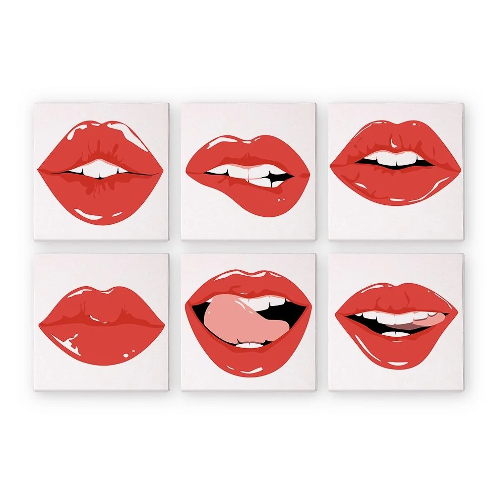 Mini Paint by numbers 15x15cm (6 pieces) - Red Lips