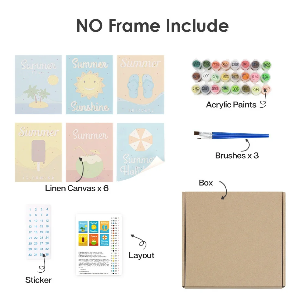 Mini Paint by numbers 15x20cm (6 pieces) - Summer Holiday Posters - Image 10