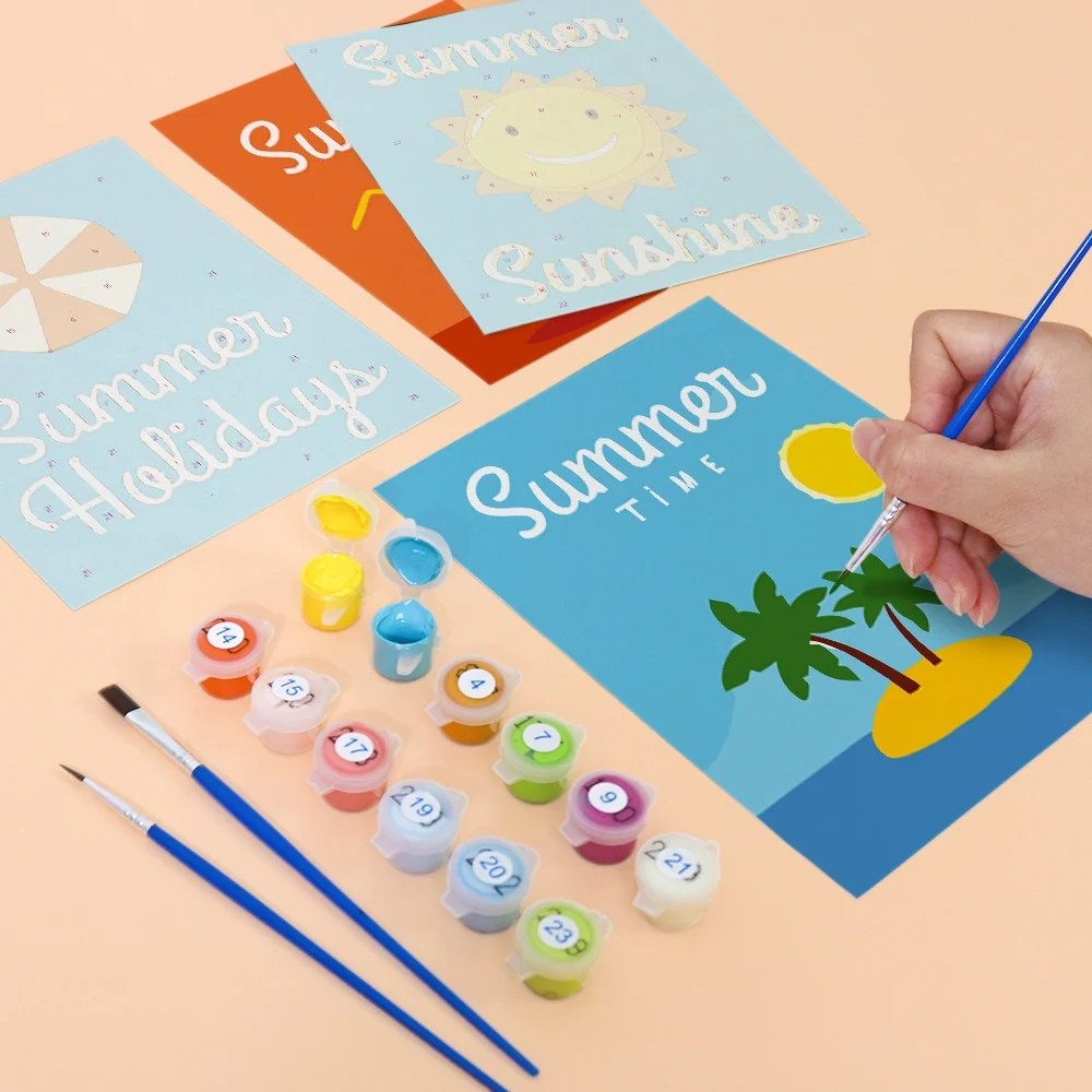 Mini Paint by numbers 15x20cm (6 pieces) - Summer Holiday Posters - Image 4