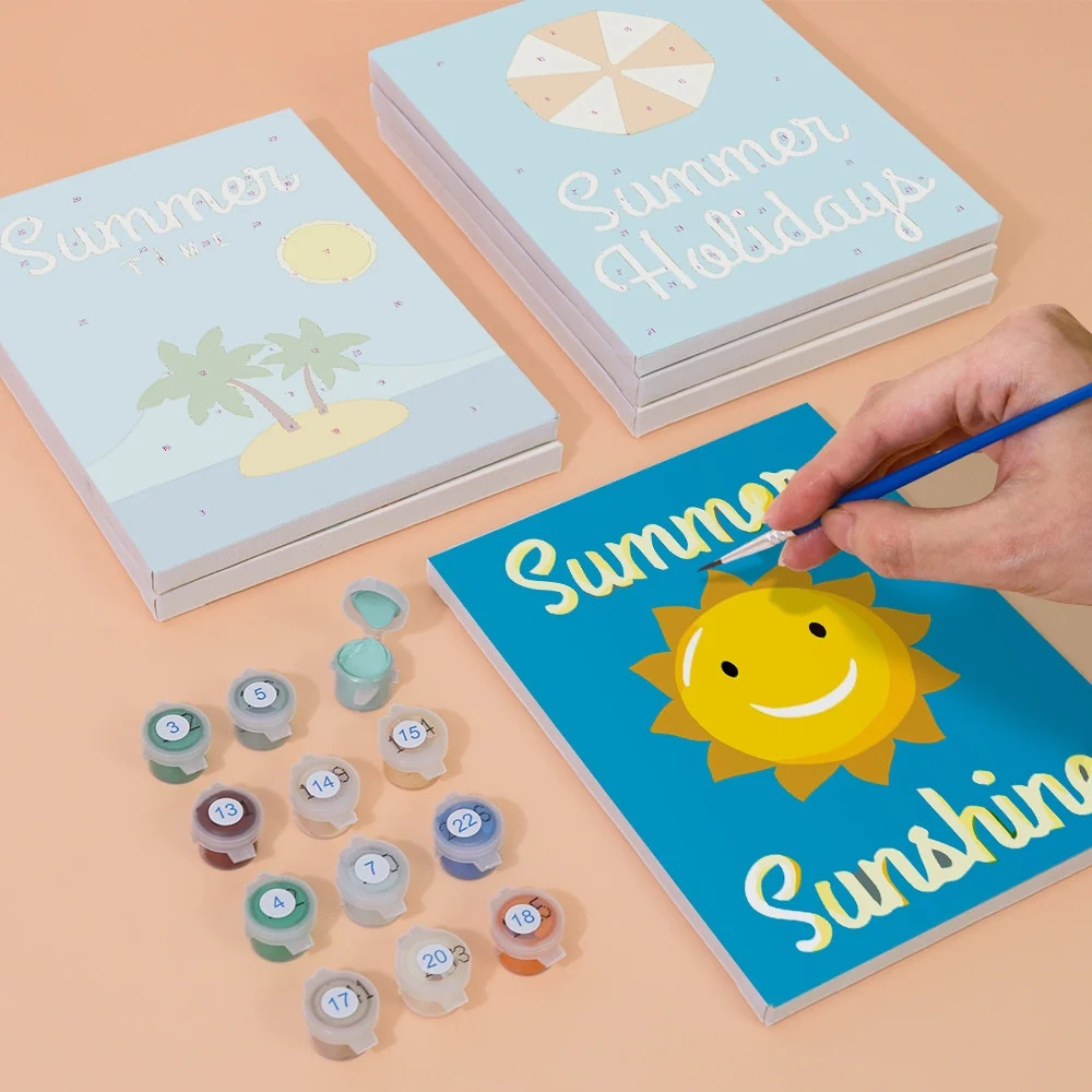 Mini Paint by numbers 15x20cm (6 pieces) - Summer Holiday Posters - Image 7