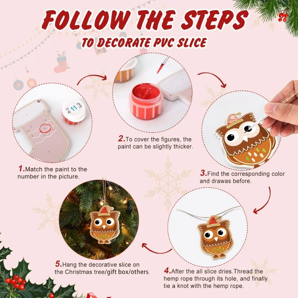 Paint by Numbers Christmas Decorations - Christmas Forest Friends Kit - Image 9