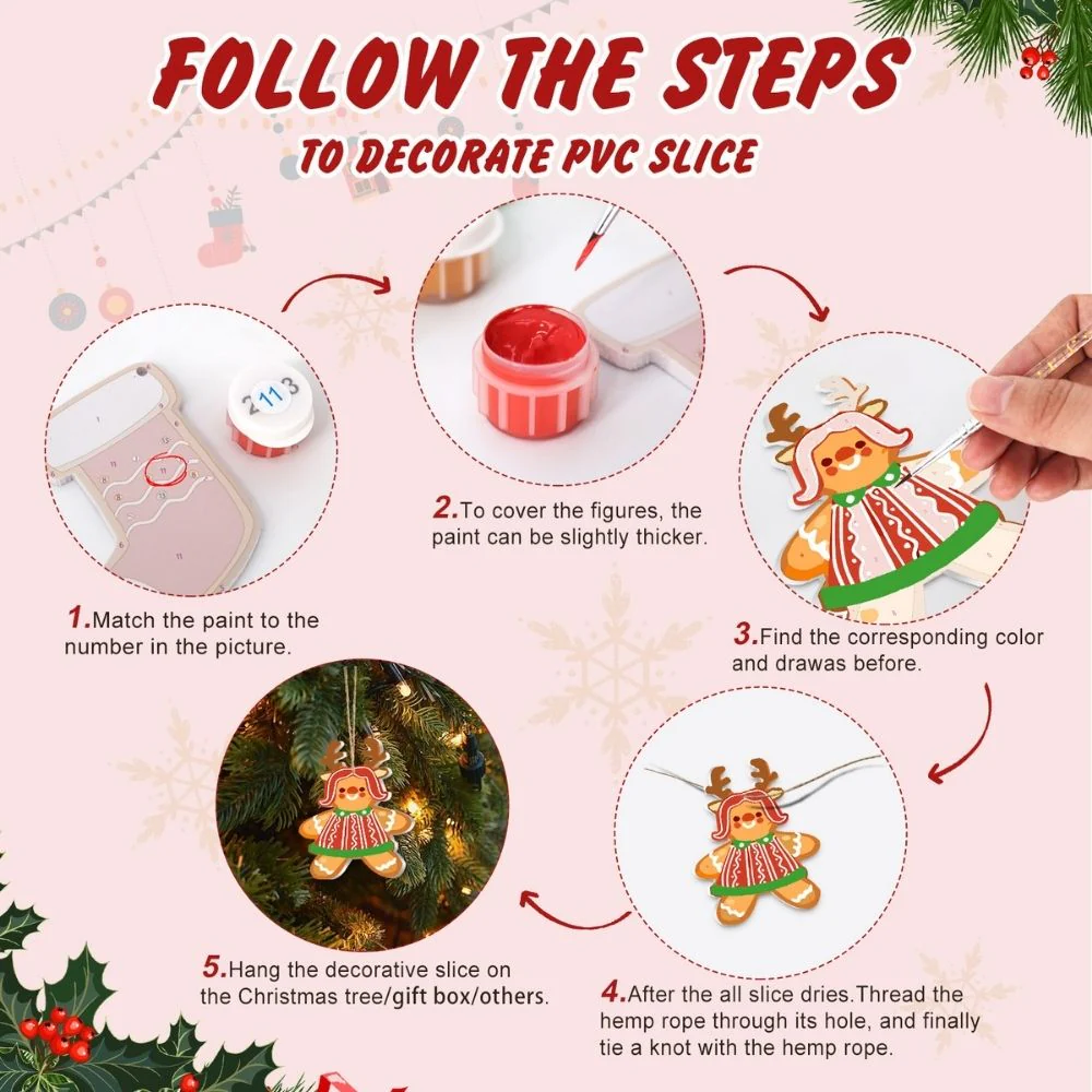 Paint by Numbers Christmas Decorations - Gingerbread Friends Kit - Image 9