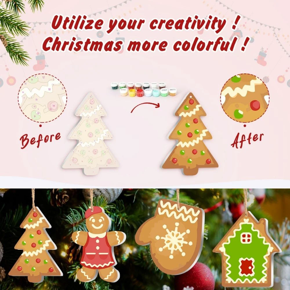 Paint by Numbers Christmas Decorations - Gingerbread Treats & Snowflakes Kit - Image 10
