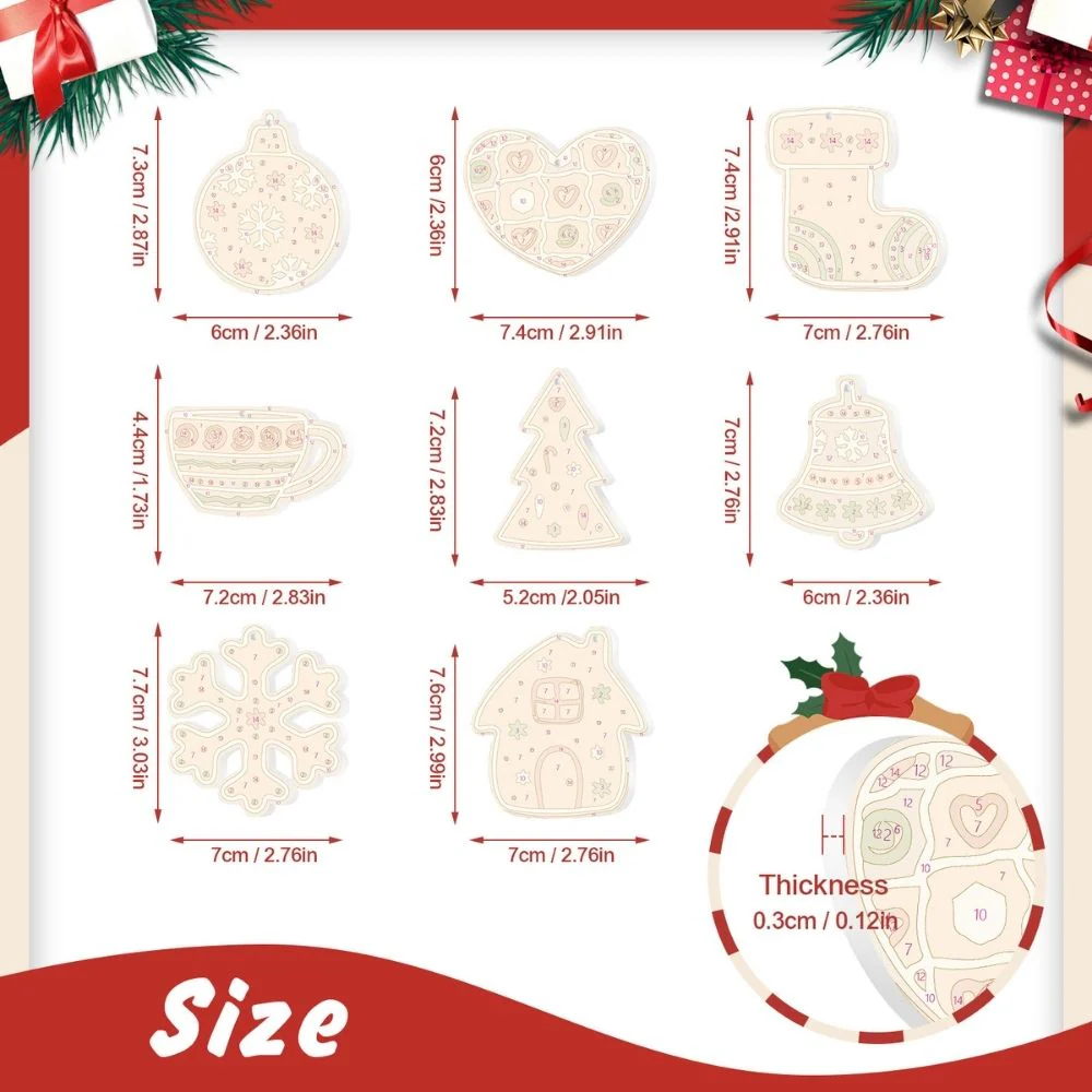 Paint by Numbers Christmas Ornaments - Bell Stocking Snowflake Kit - Image 11