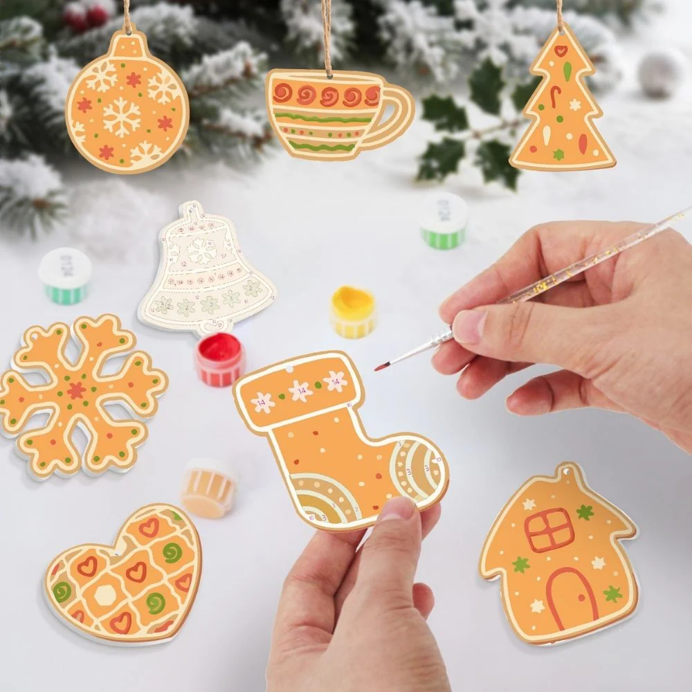 Paint by Numbers Christmas Ornaments - Bell Stocking Snowflake Kit - Image 2
