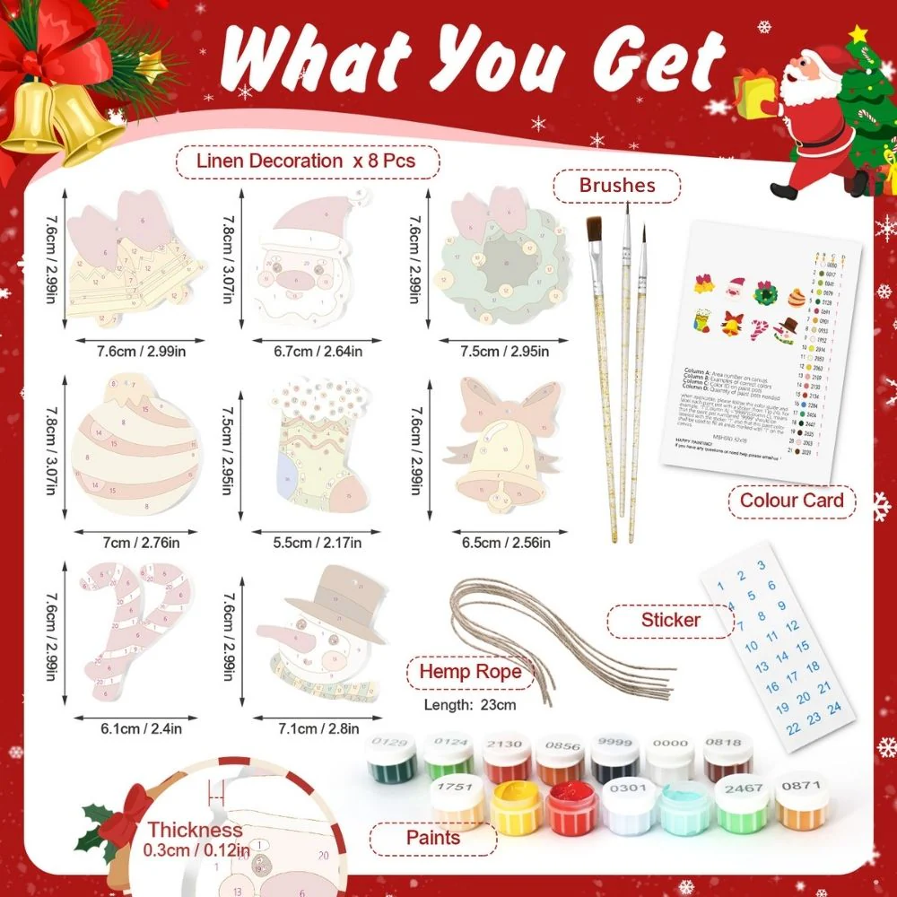 Paint by Numbers Christmas Ornaments - Bells Wreath Kit - Image 12