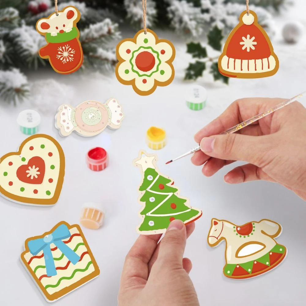 Paint by Numbers Christmas Ornaments - Hat Mittens Tree Horse Kit - Image 2