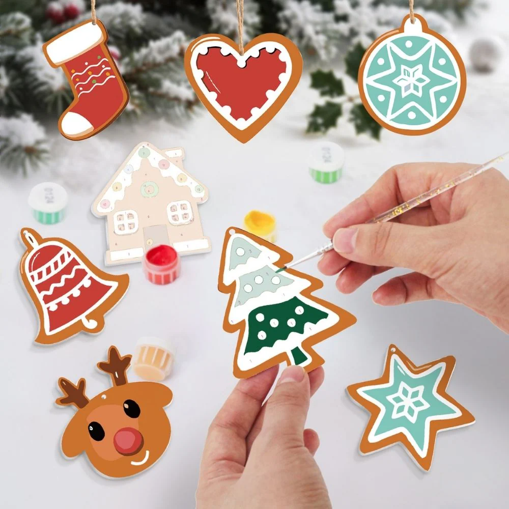 Paint by Numbers Christmas Ornaments - Heart Star Stocking Reindeer Kit - Image 2