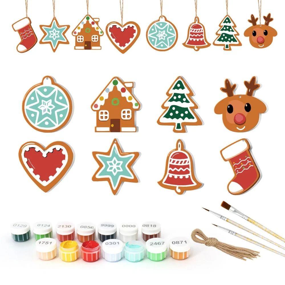 Paint by Numbers Christmas Ornaments - Heart Star Stocking Reindeer Kit - Image 4
