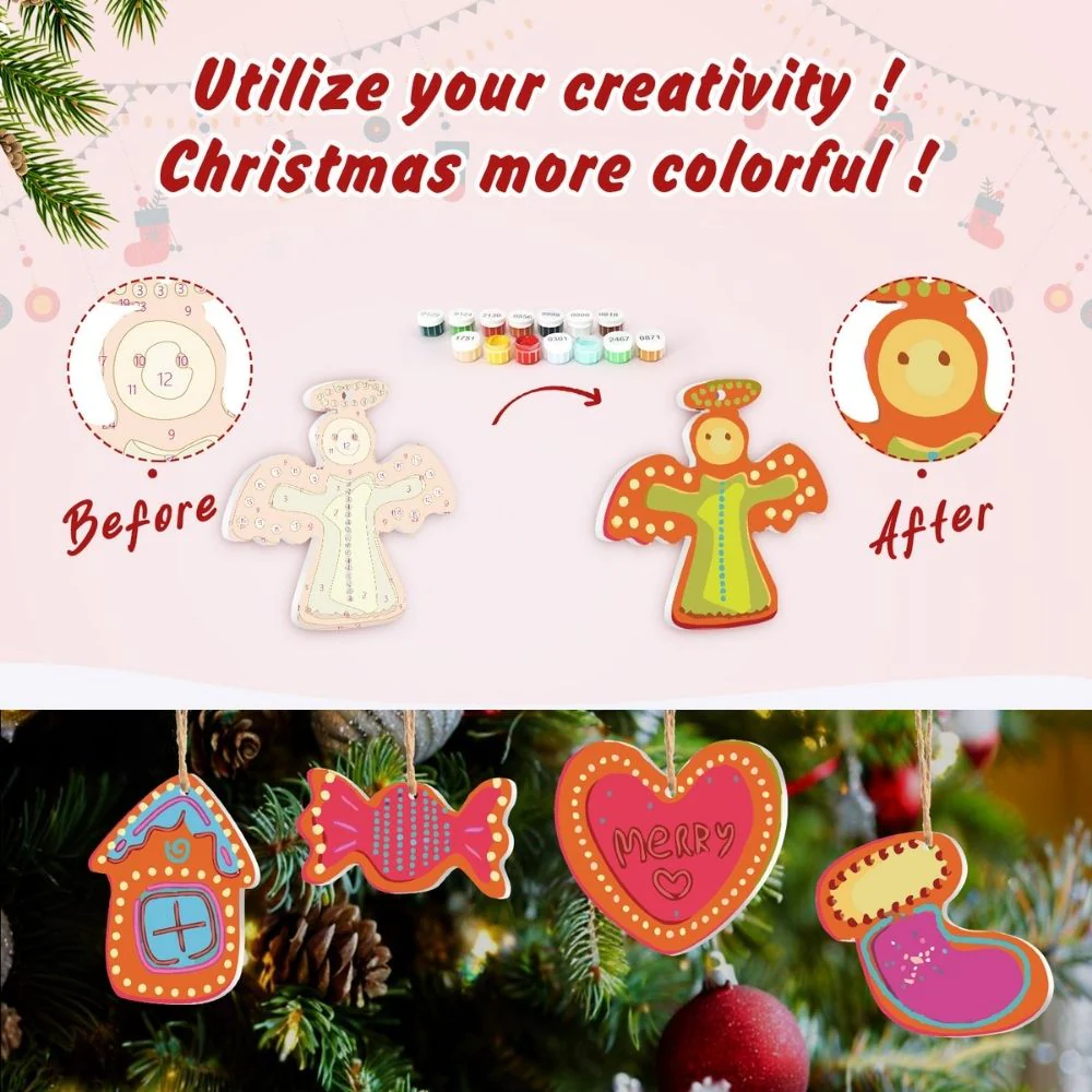 Paint by Numbers Christmas Ornaments - Merry Heart House Reindeer Kit - Image 10