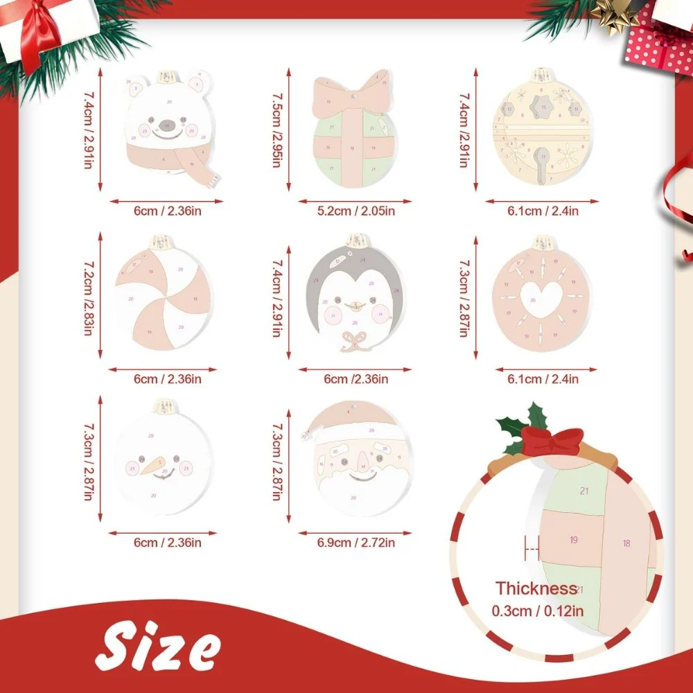 Paint by Numbers Christmas Ornaments - Polar Bear Penguin Santa Kit - Image 11