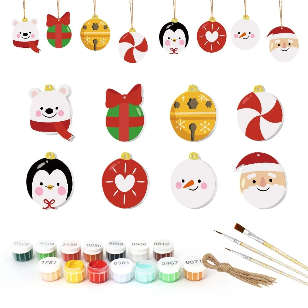Paint by Numbers Christmas Ornaments - Polar Bear Penguin Santa Kit - Image 4