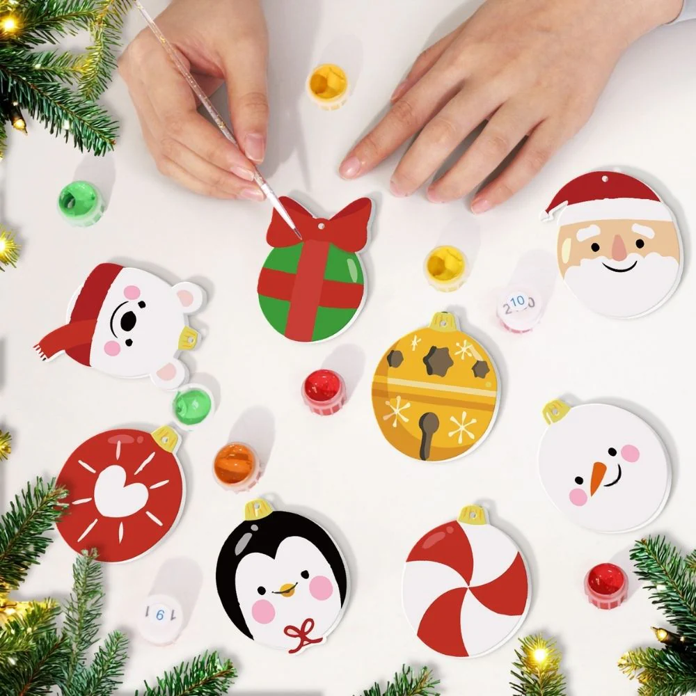 Paint by Numbers Christmas Ornaments - Polar Bear Penguin Santa Kit - Image 5