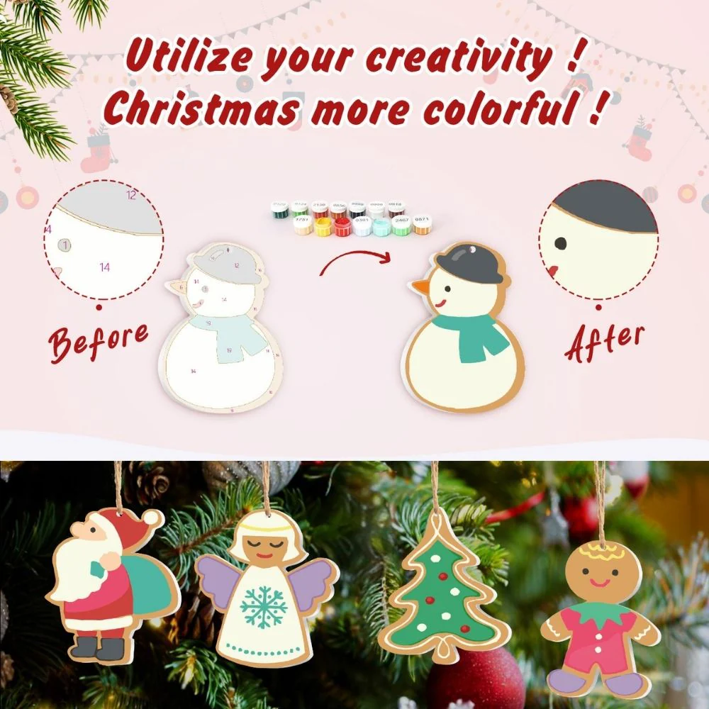 Paint by Numbers Christmas Ornaments - Santa Snowman Kit - Image 10