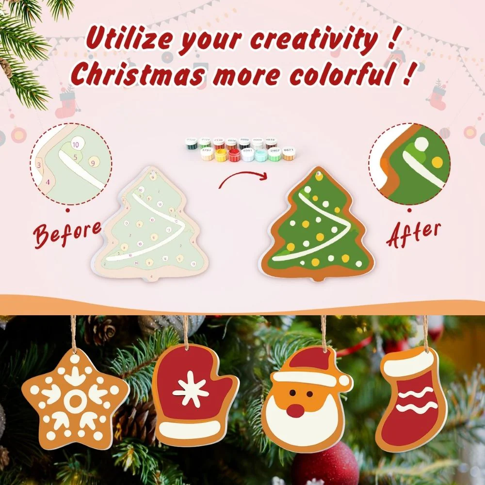 Paint by Numbers Christmas Ornaments - Santa Stocking Kit - Image 10