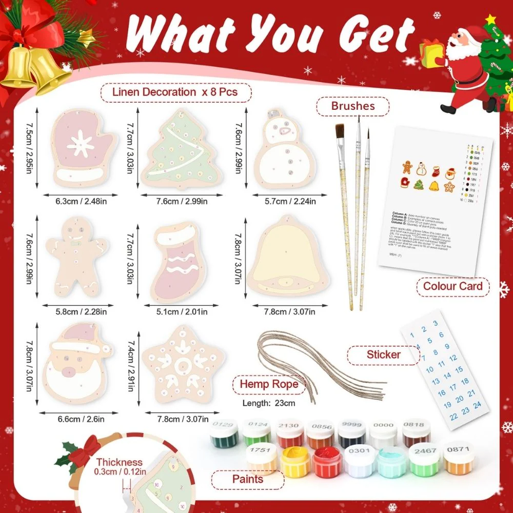 Paint by Numbers Christmas Ornaments - Santa Stocking Kit - Image 12