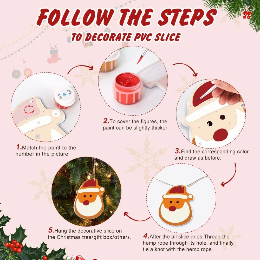 Paint by Numbers Christmas Ornaments - Santa Stocking Kit - Image 9