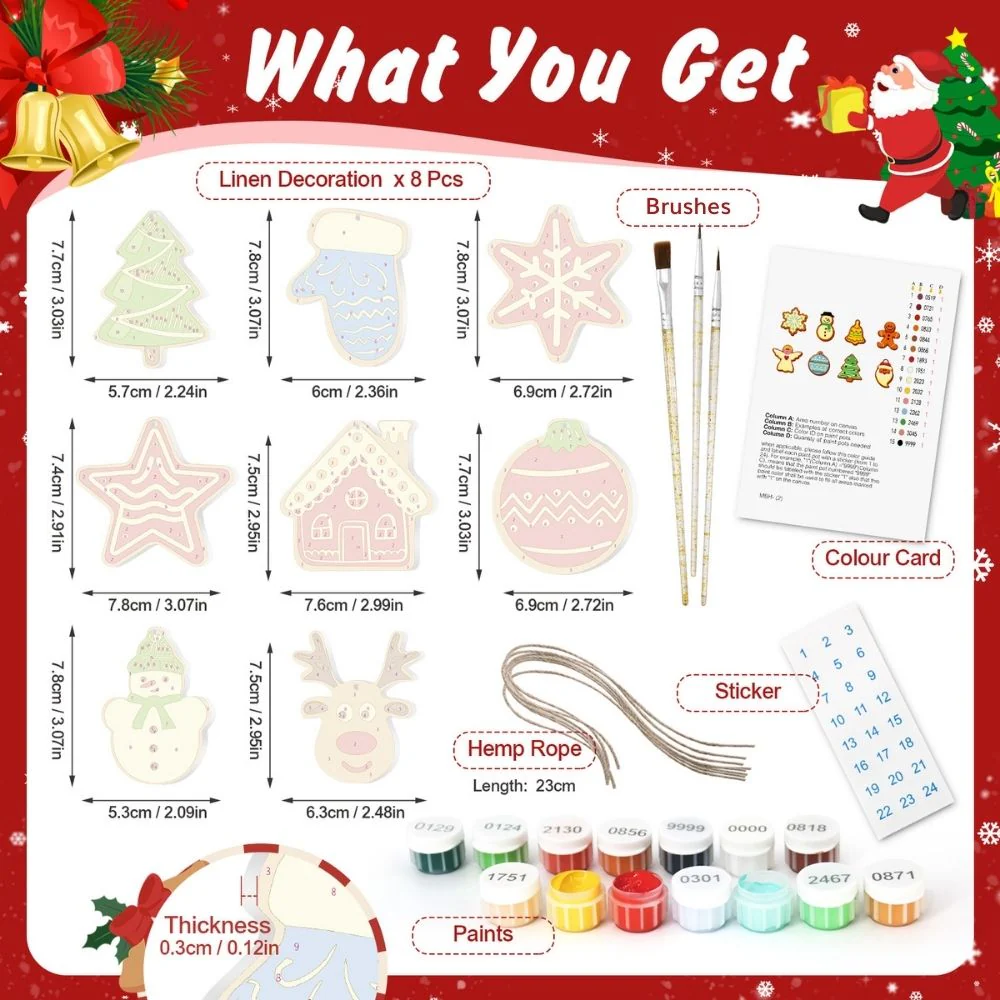 Paint by Numbers Christmas Ornaments - Star House Reindeer Tree Kit - Image 12