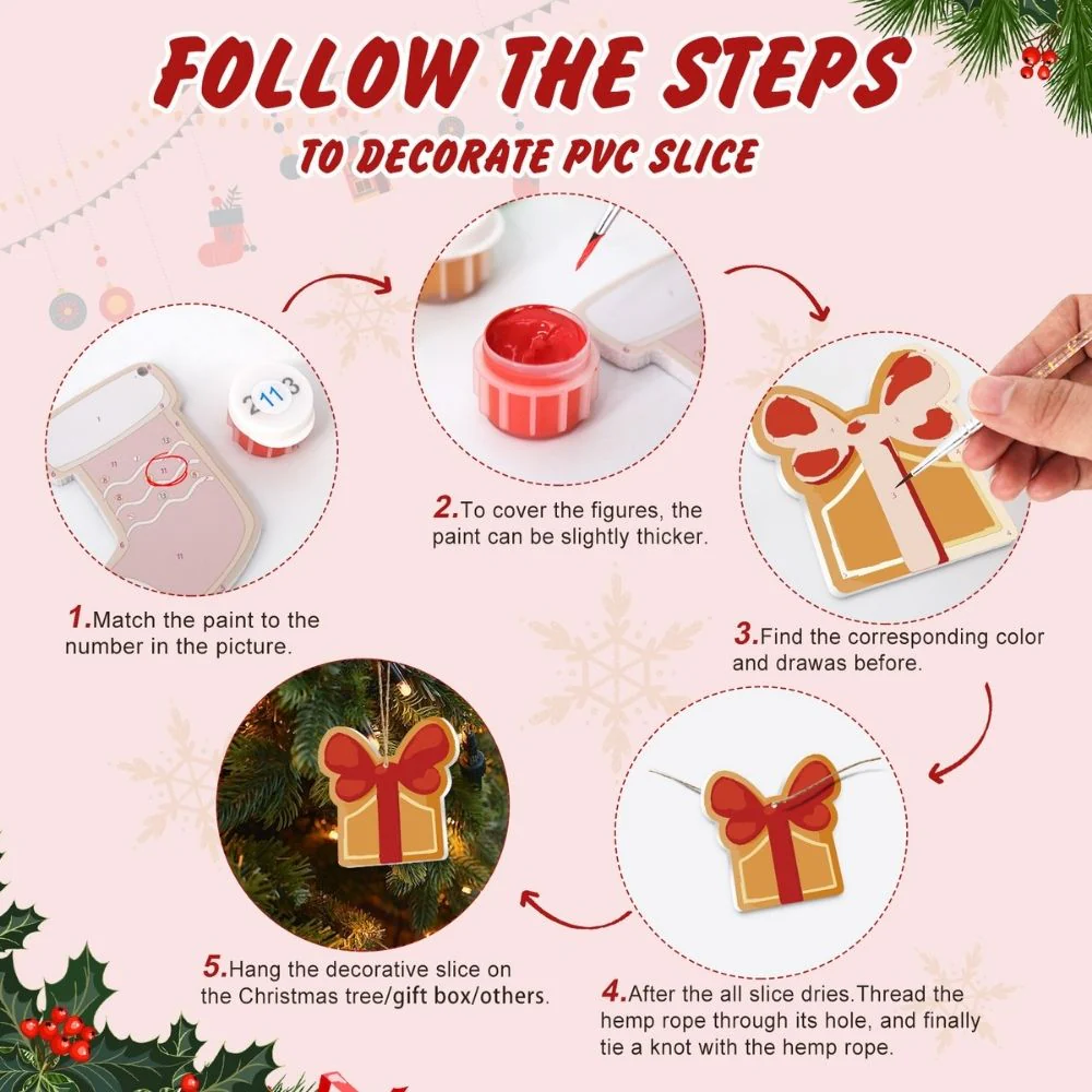Paint by Numbers Christmas Ornaments - Star Tree Gift Gingerbread Kit - Image 9