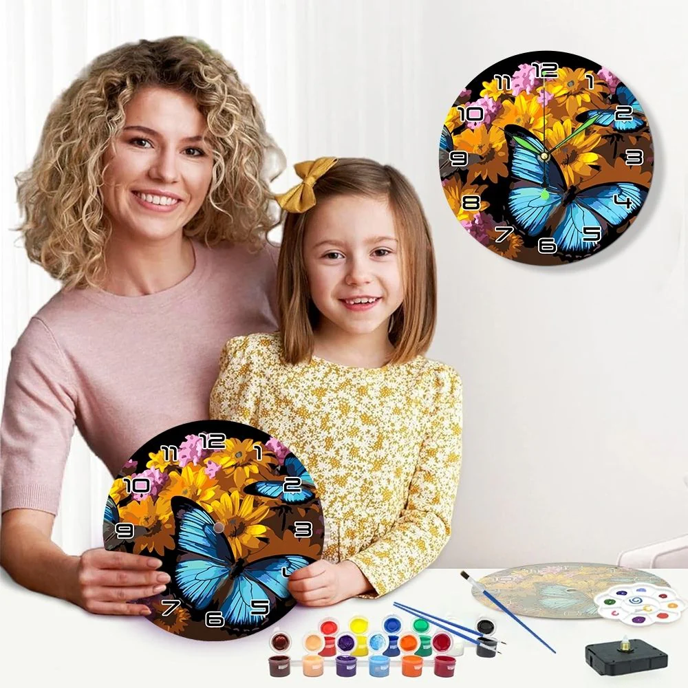 Paint by Numbers Clock - Butterflies & Flowers - Image 10