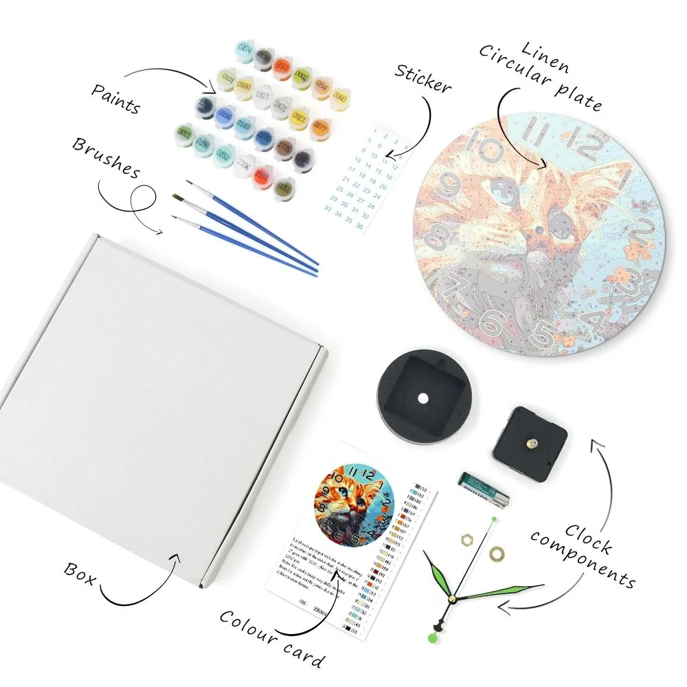 Paint by Numbers Clock - Curious Cat - Image 4