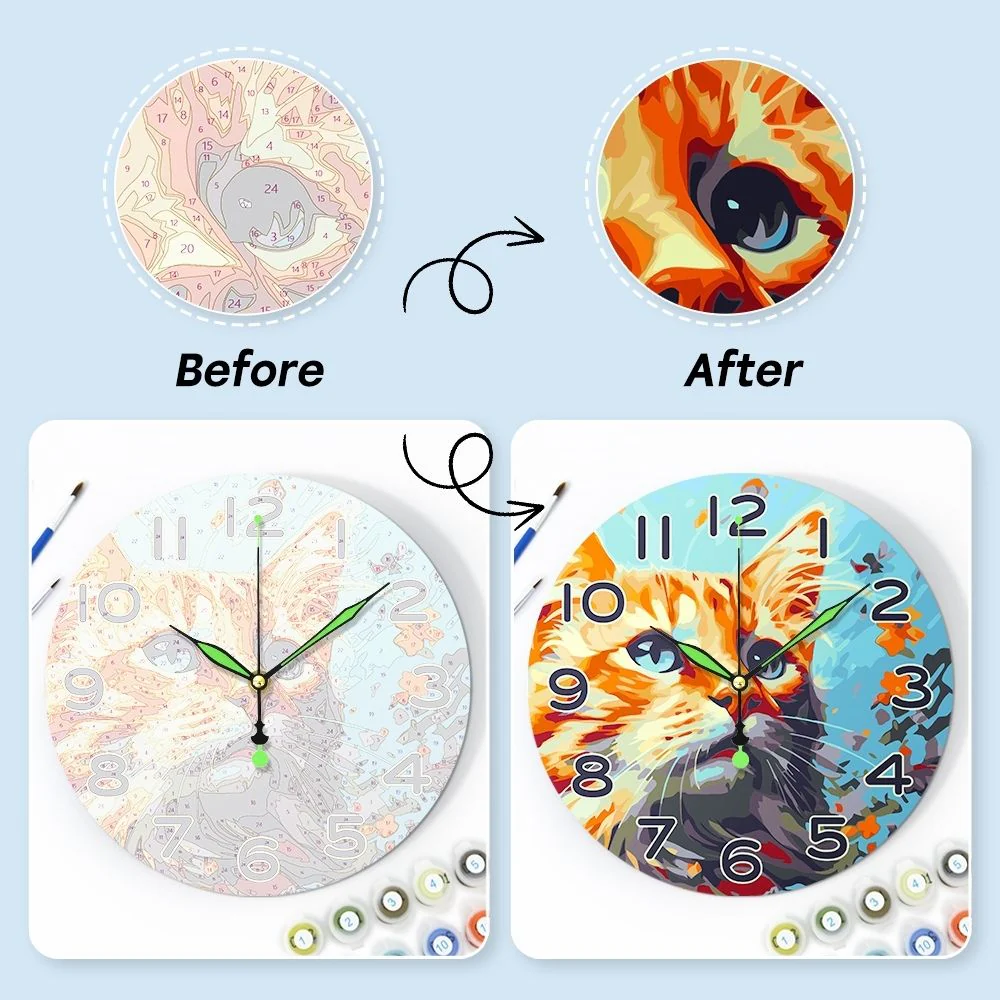 Paint by Numbers Clock - Curious Cat - Image 7
