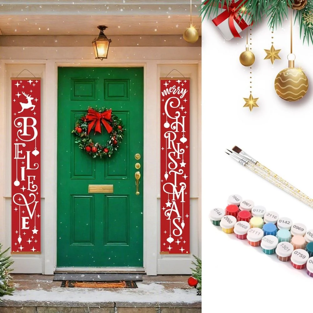 Paint by Numbers Front Door Hanging Banners - Believe in Christmas Magic