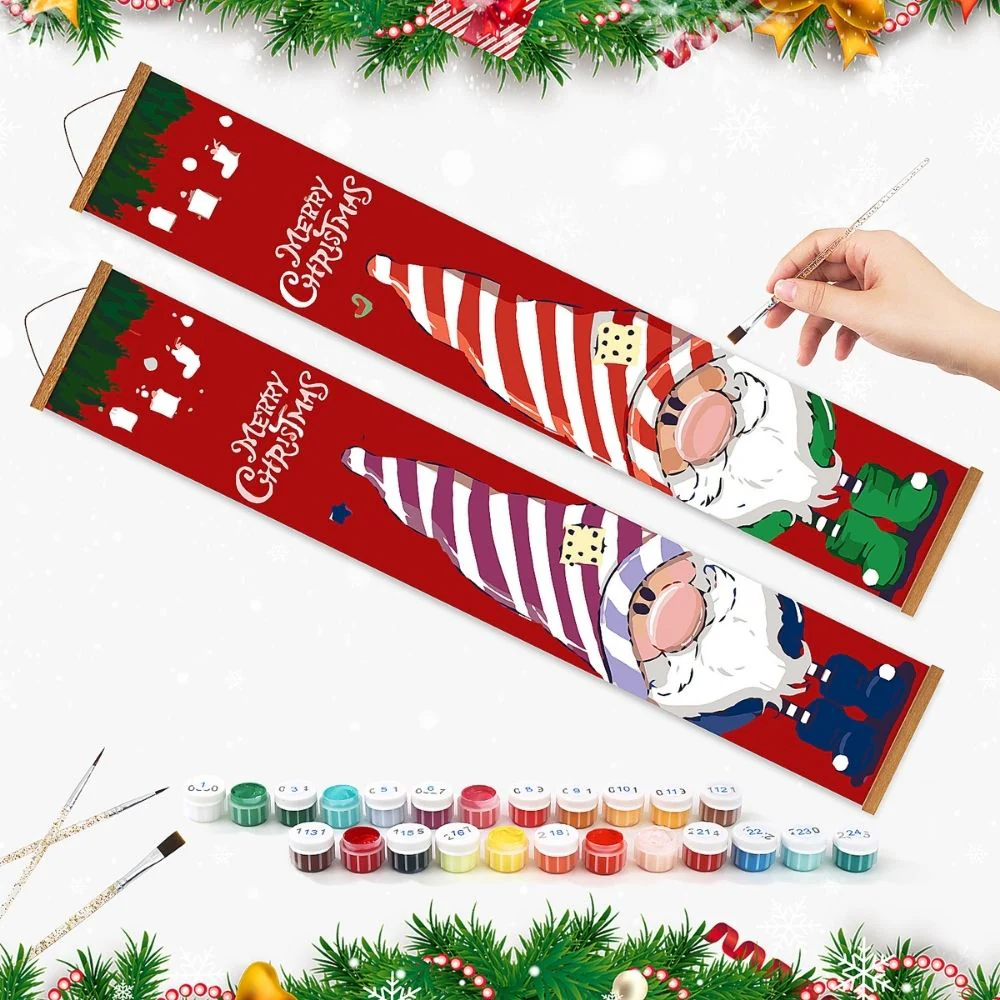 Paint by Numbers Front Door Hanging Banners - Christmas Gnomes - Image 3
