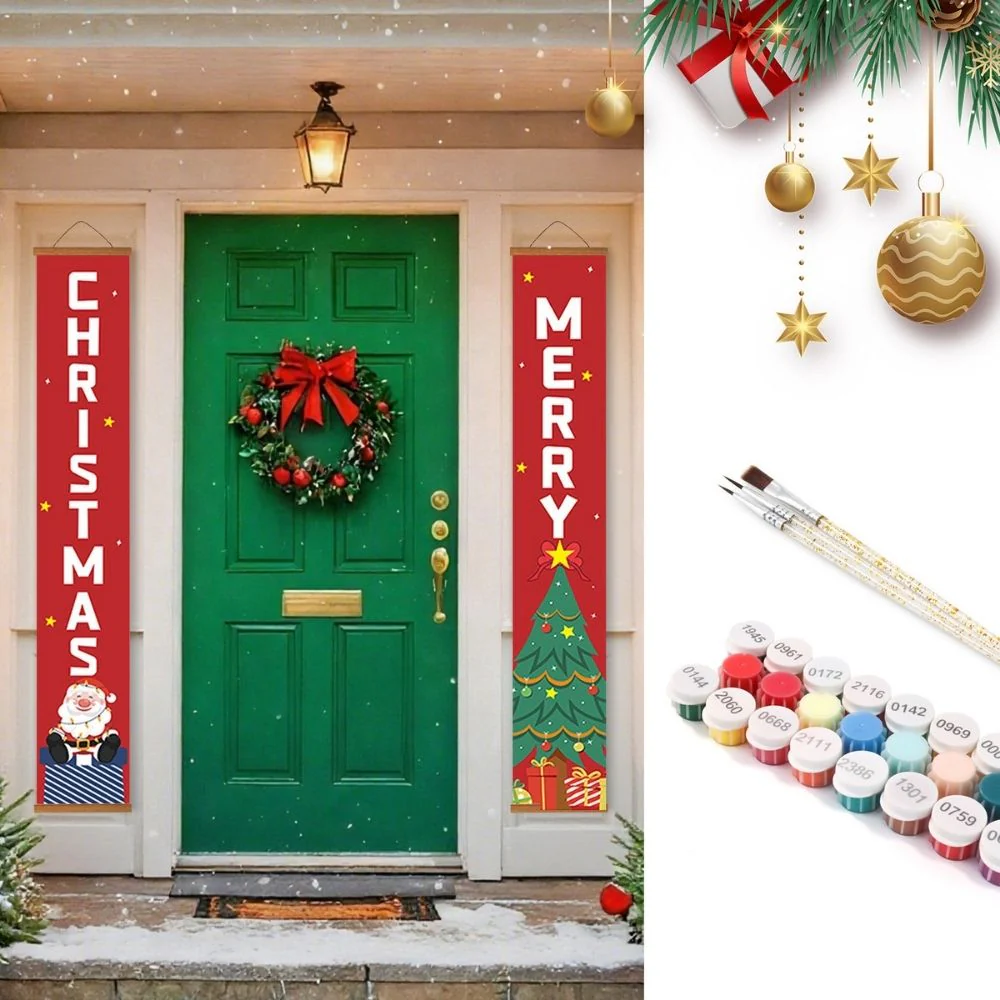 Paint by Numbers Front Door Hanging Banners - Christmas Tree