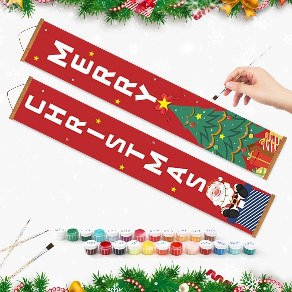 Paint by Numbers Front Door Hanging Banners - Christmas Tree - Image 3