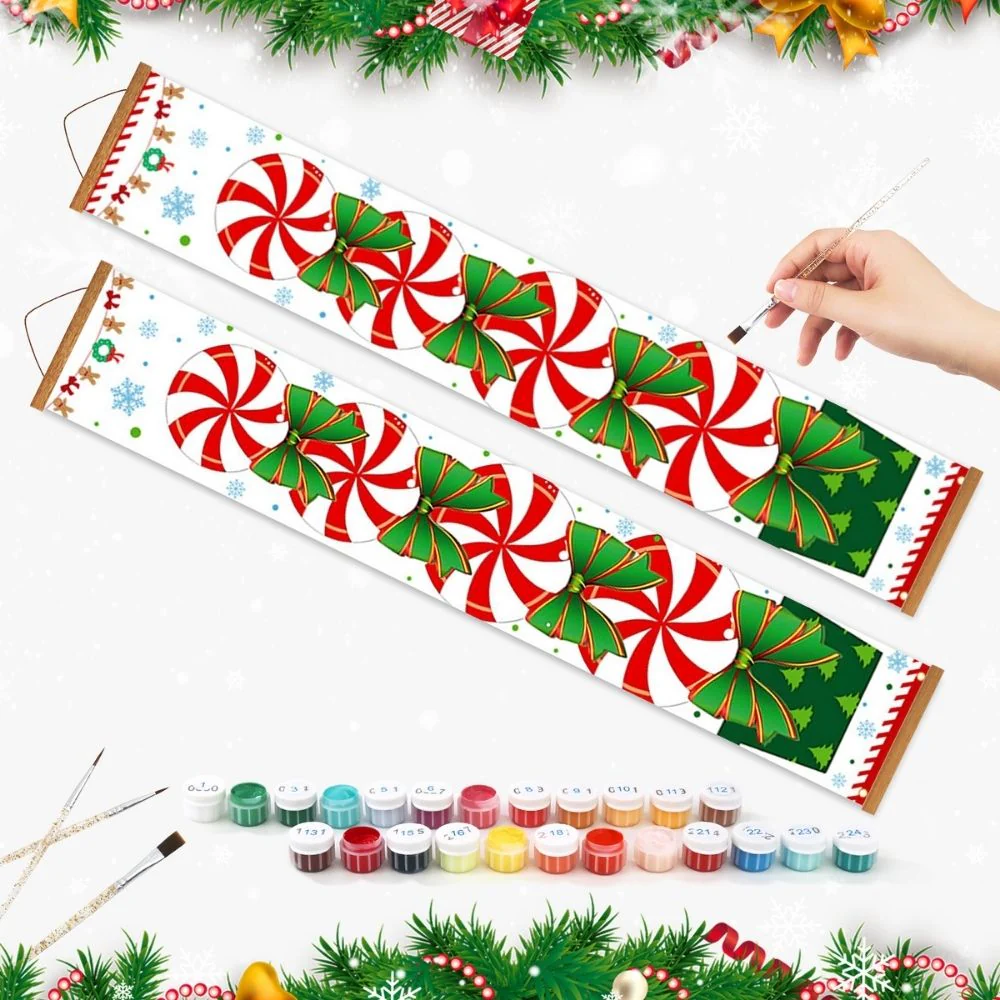 Paint by Numbers Front Door Hanging Banners - Christmas Wreath - Image 3