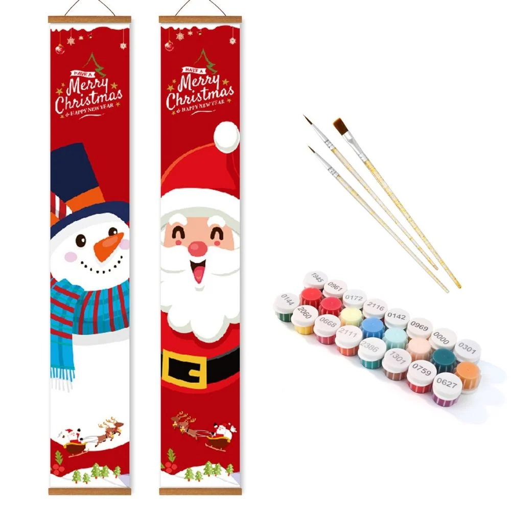 Paint by Numbers Front Door Hanging Banners - Cozy Snowman - Image 2