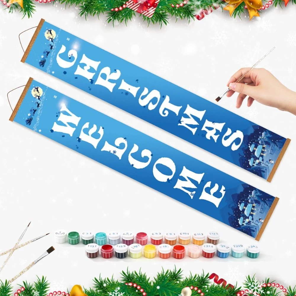 Paint by Numbers Front Door Hanging Banners - Frosty Welcome - Image 3