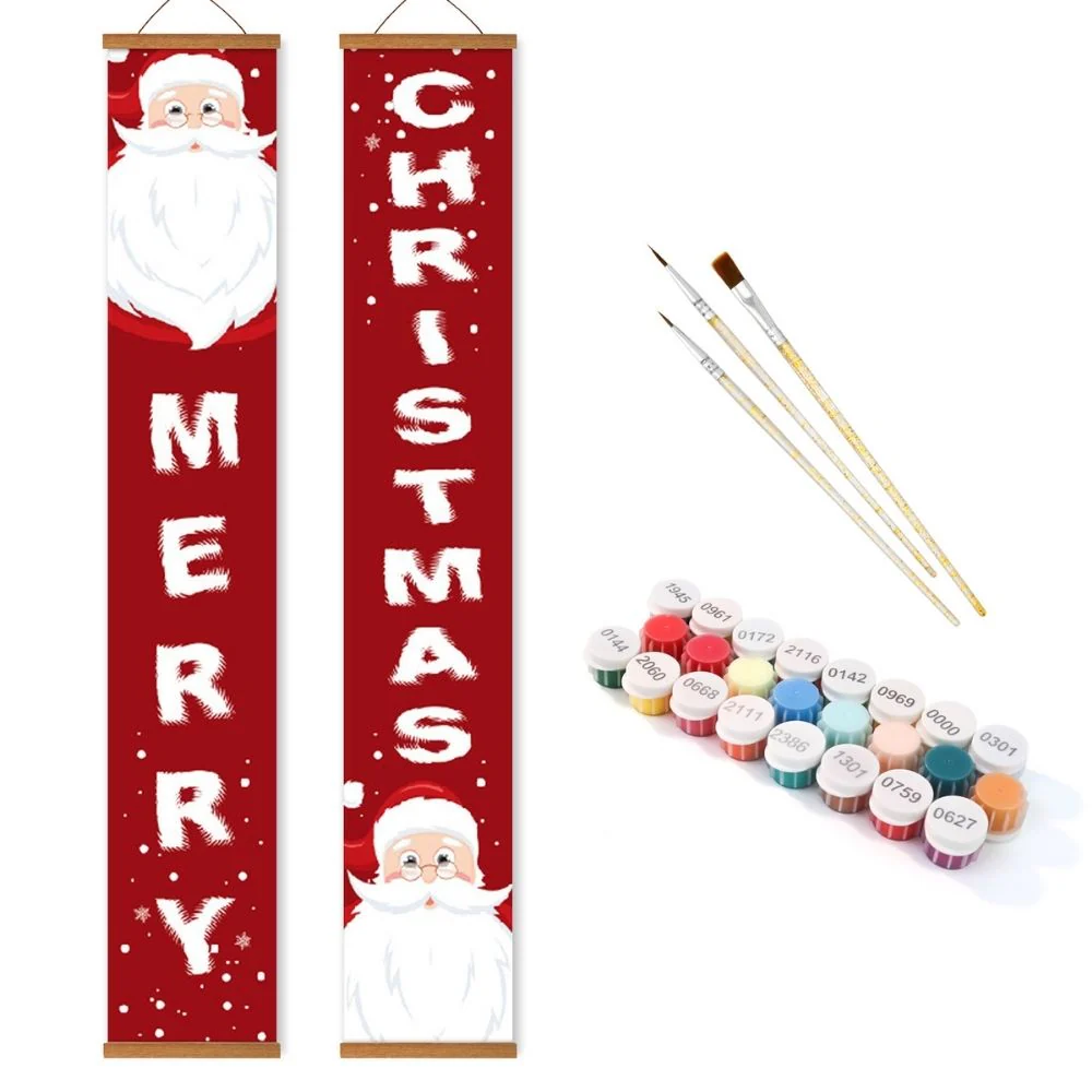 Paint by Numbers Front Door Hanging Banners - Jolly Santa - Image 2