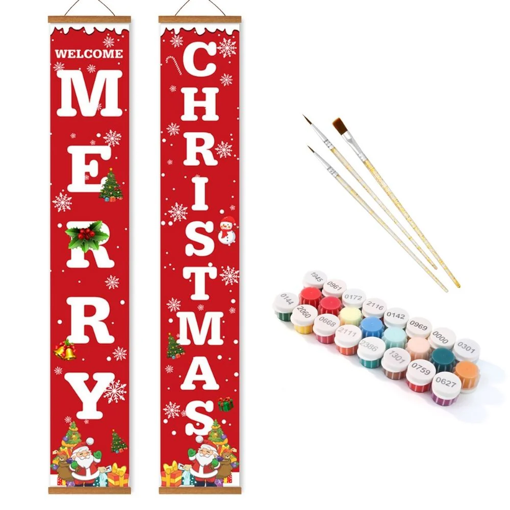 Paint by Numbers Front Door Hanging Banners - Merry Christmas - Image 2