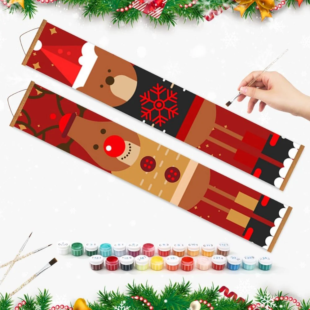 Paint by Numbers Front Door Hanging Banners - Rudolph's Friend - Image 3
