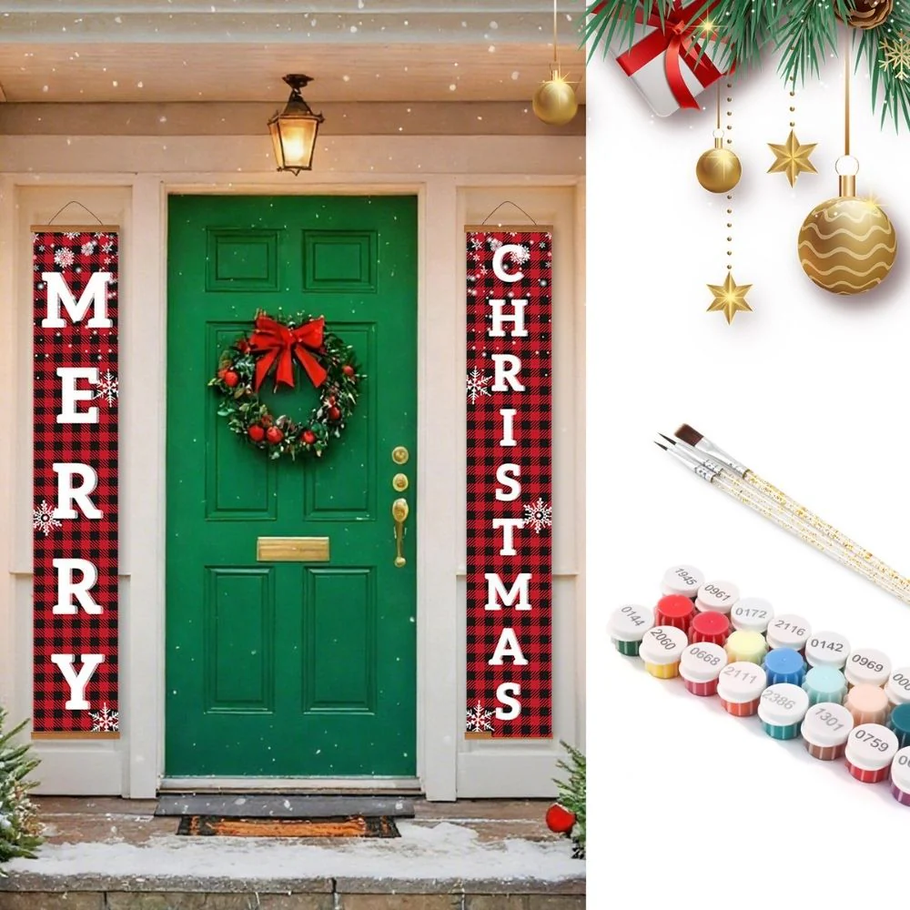 Paint by Numbers Front Door Hanging Banners - Sweet Christmas