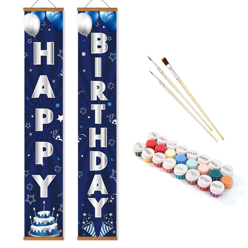 Paint by Numbers Front Door Hanging Banners - Birthday Garland - Image 2