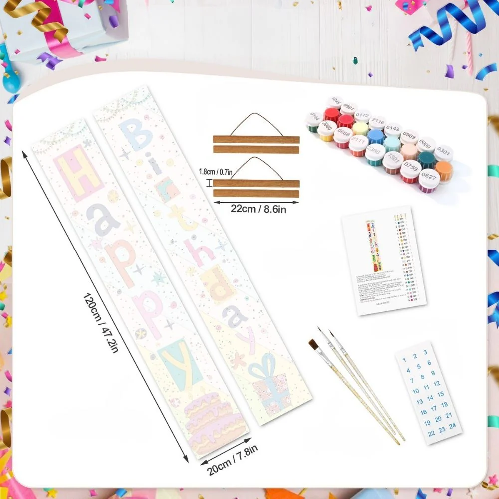 Paint by Numbers Front Door Hanging Banners - Birthday Garland - Image 4
