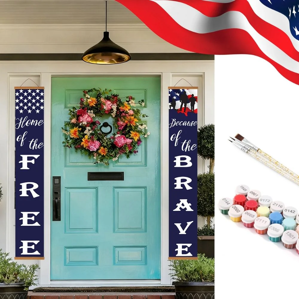 Paint by Numbers Front Door Hanging Banners - Freedom Flags