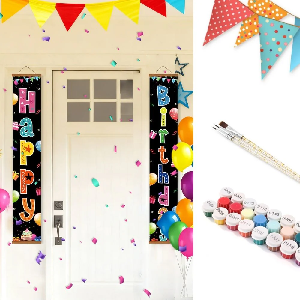 Paint by Numbers Front Door Hanging Banners - Joyful Festoon