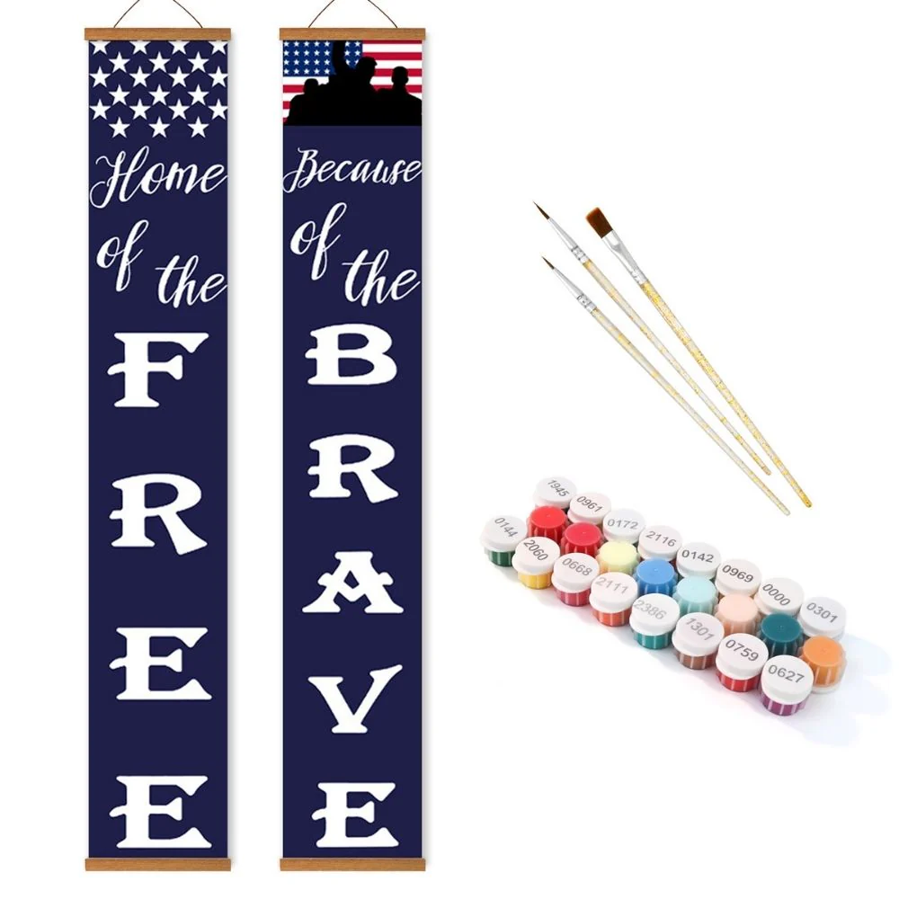 Paint by Numbers Front Door Hanging Banners - Red White Blue - Image 2