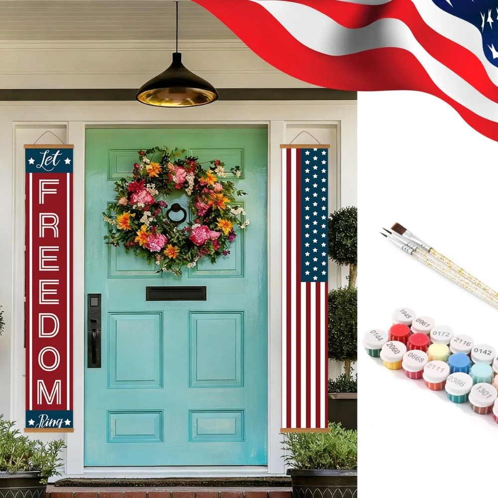 Paint by Numbers Front Door Hanging Banners - Stars Garland