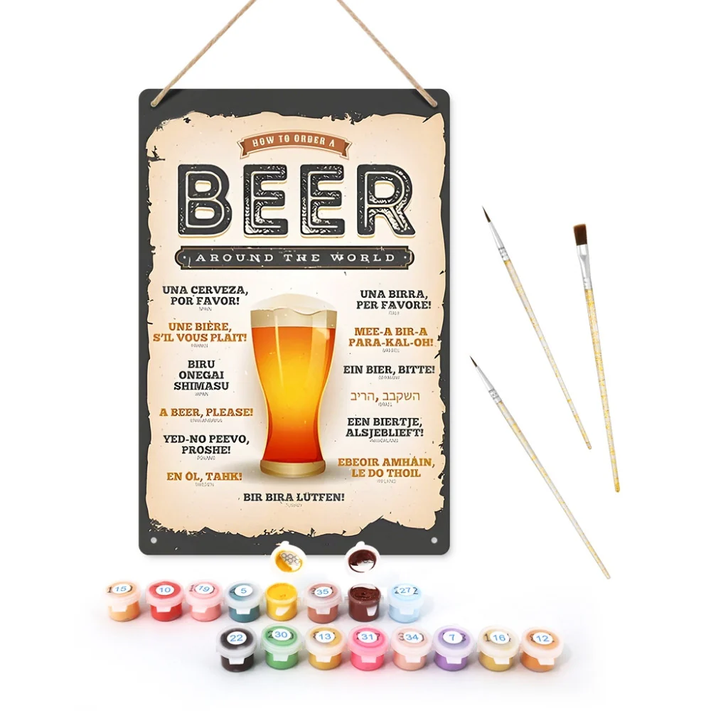 Paint by Numbers Metal Poster - Beer Around the World