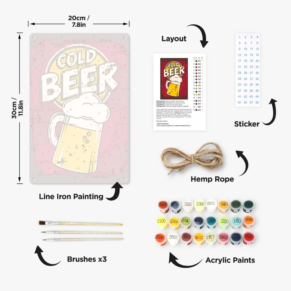 Paint by Numbers Metal Poster - Cold Beer Mug - Image 12