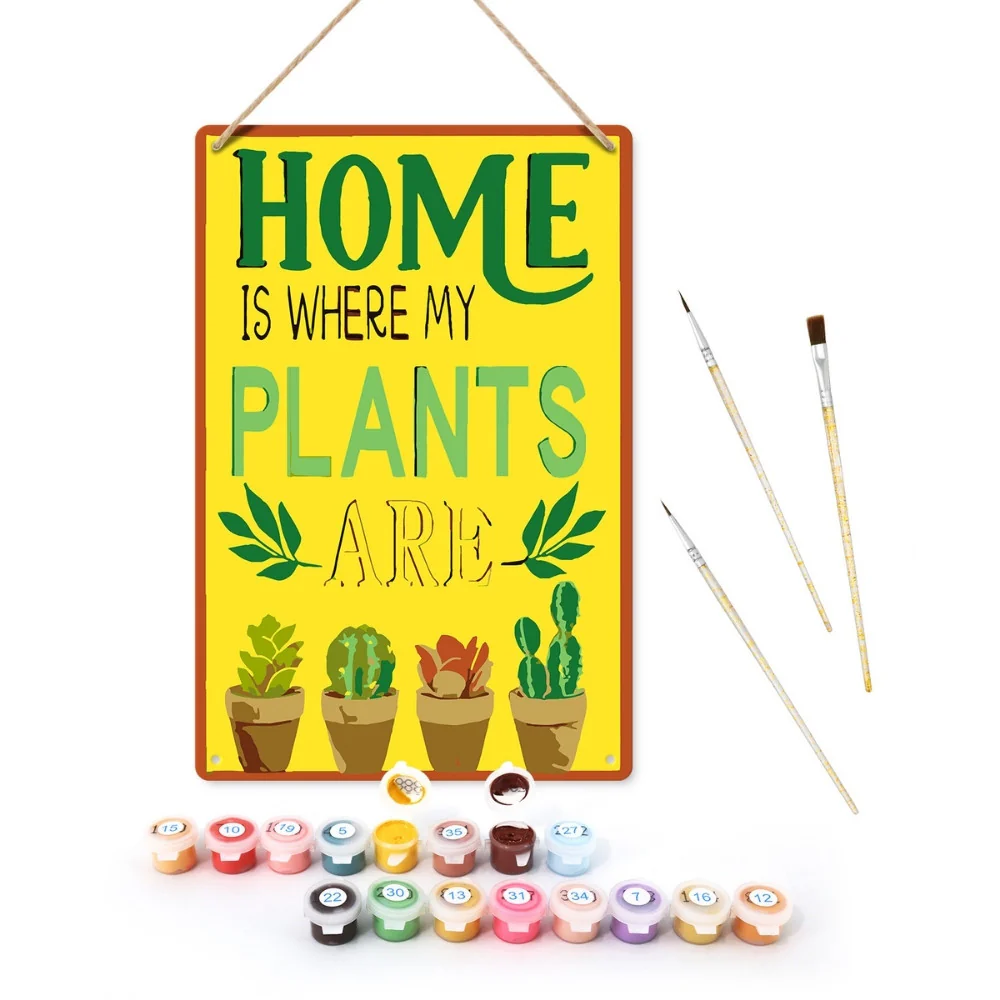 Paint by Numbers Metal Poster - Home is Where My Plants Are