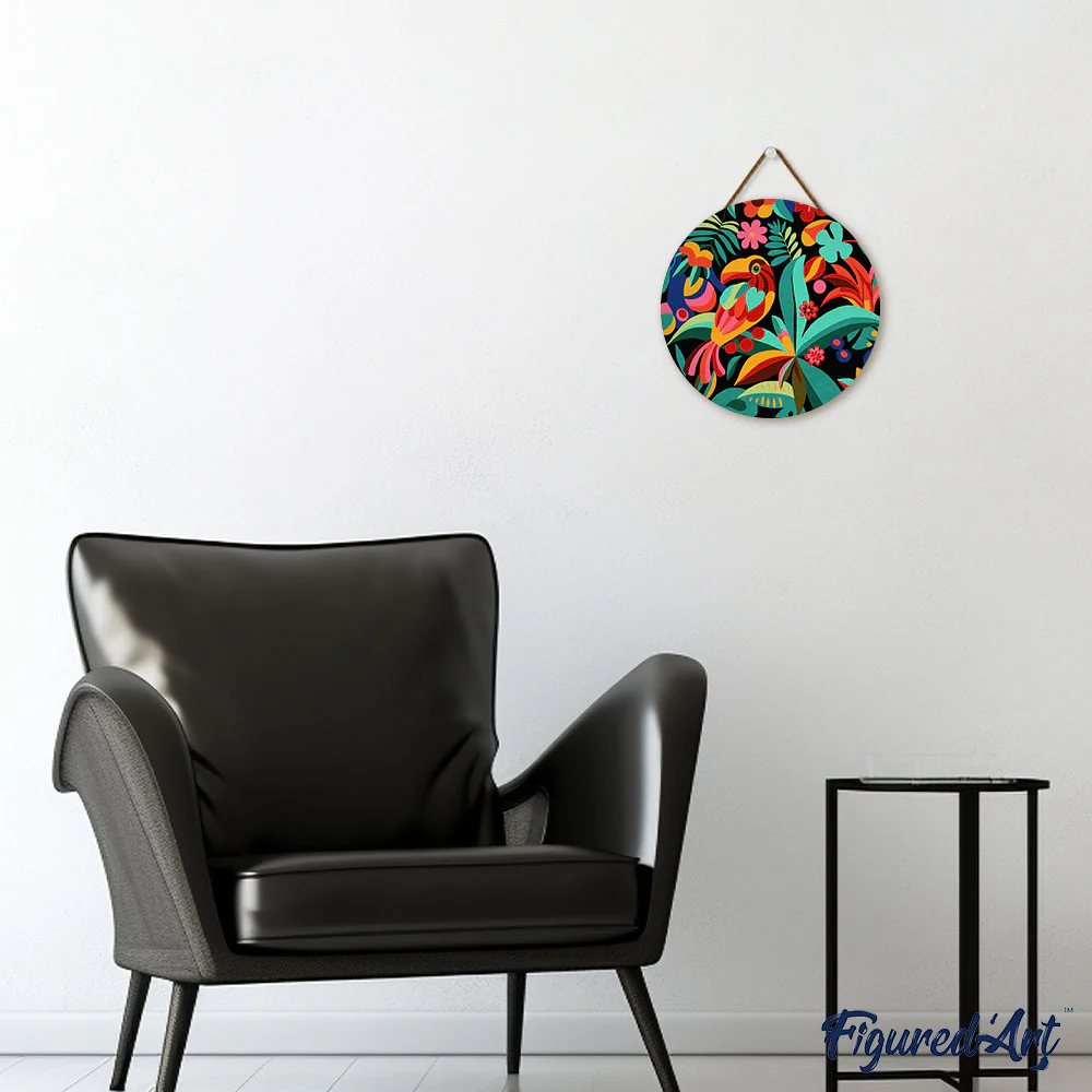 Paint by numbers on Wood Slice - Abstract Toucan - Image 3