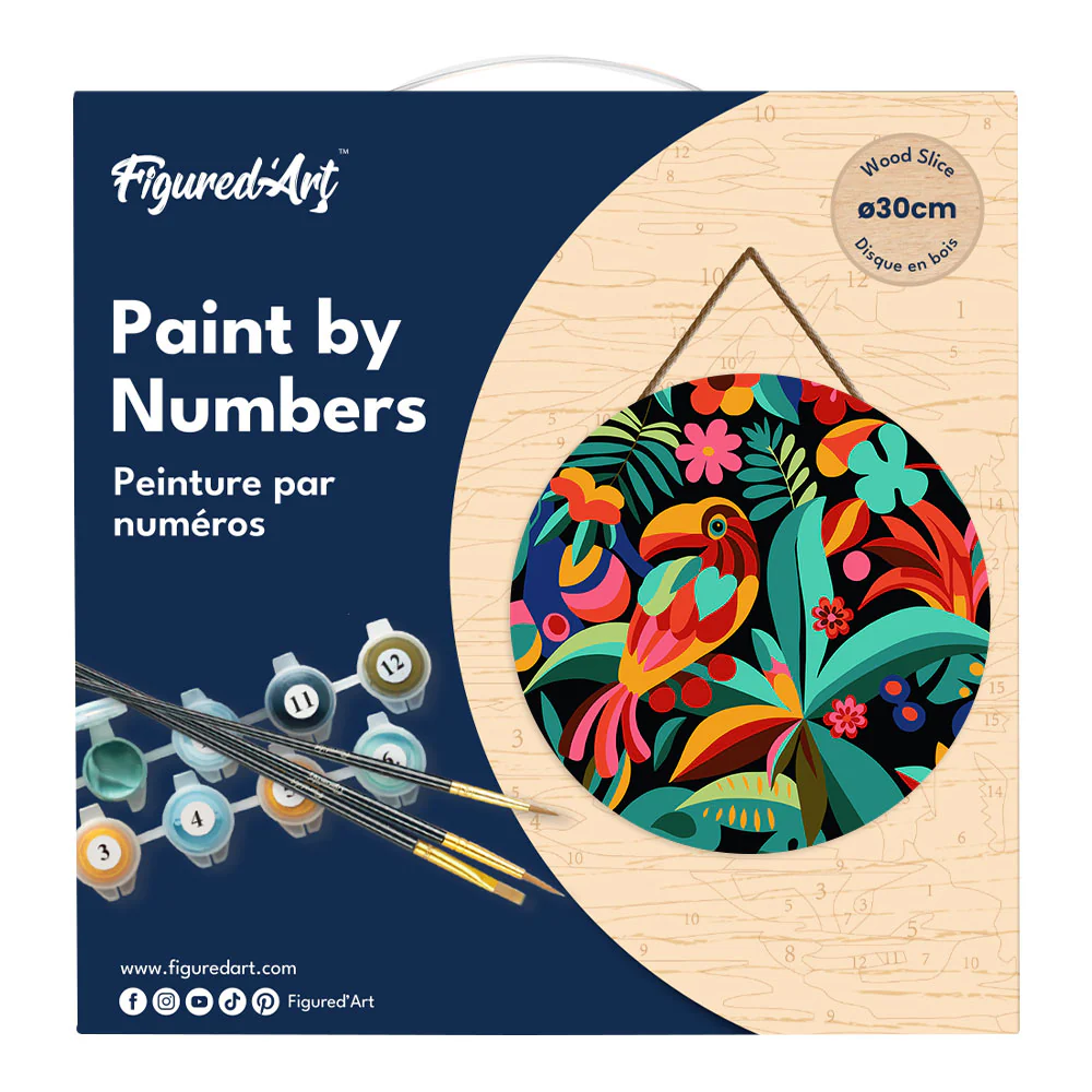 Paint by numbers on Wood Slice - Abstract Toucan - Image 4