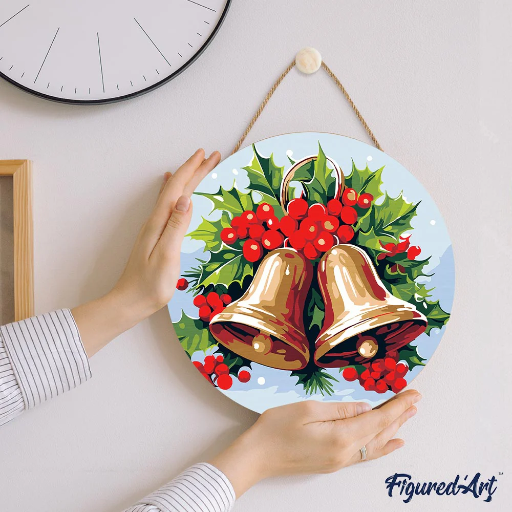 Paint by numbers on Wood Slice - Christmas Bells - Image 7