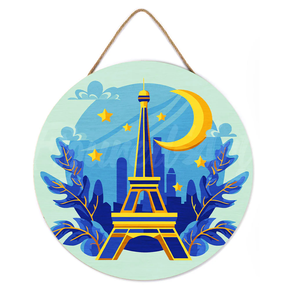 Paint by numbers on Wood Slice - Eiffel Tower - Image 2